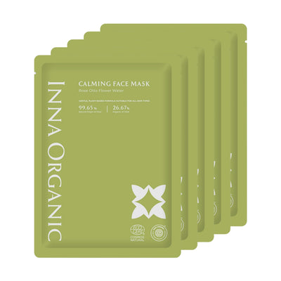 Inna Organic 綠茶玫瑰穩膚純露面膜 5塊裝