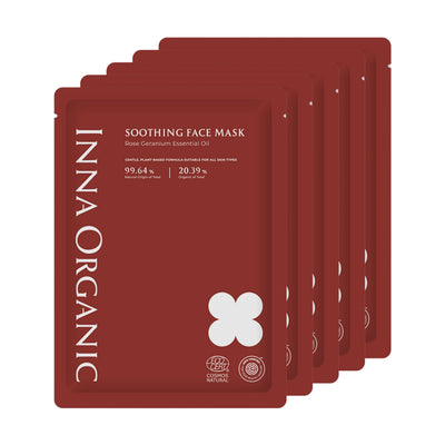 Inna Organic 玫瑰天竺葵舒緩精油面膜 5塊裝