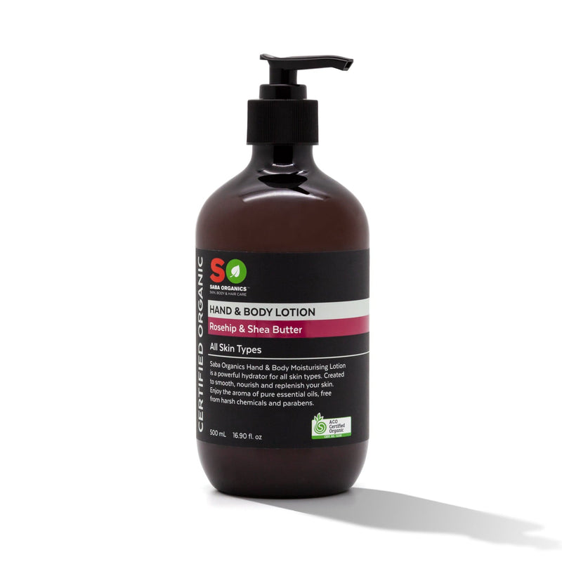 Saba Organics 手部及身體乳液 (玫瑰果/乳木果配方) 500ml | Dr. Koala