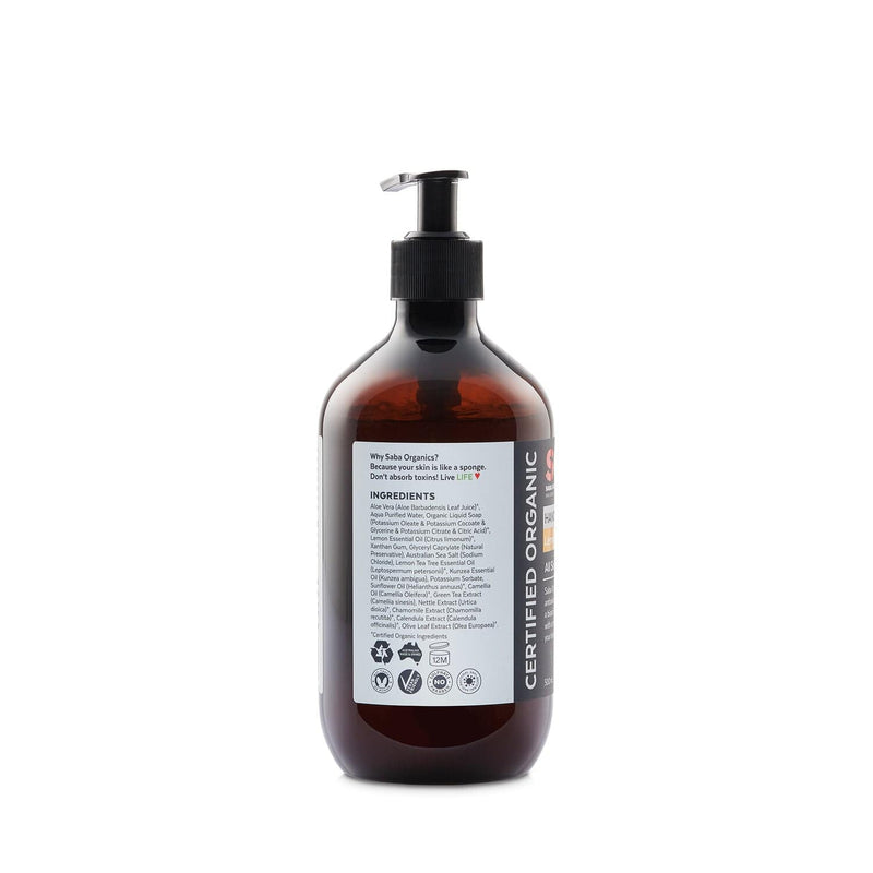  Saba Organics 洗手液 (檸檬茶樹/ 昆士亞配方) 500ml | Dr. Koala
