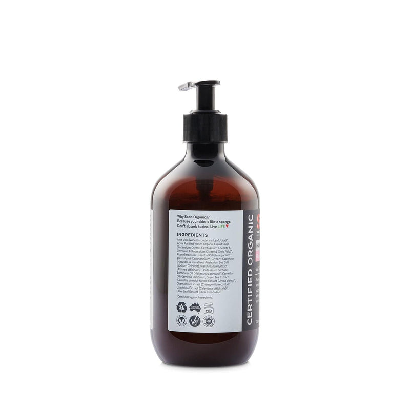 Saba Organics 洗手液 (玫瑰天竺葵/ 藥蜀配方) 500ml | Dr. Koala
